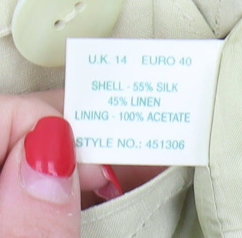 Kaliko Women’s Ivory Floral Silk Linen Blazer UK 14