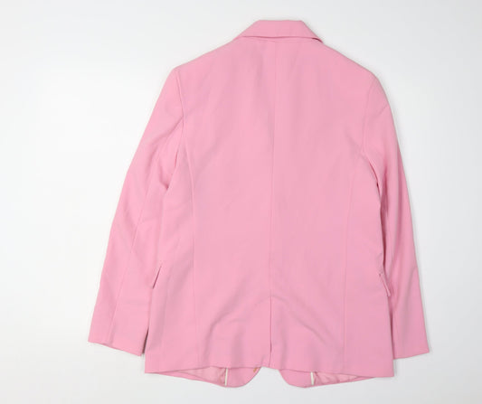 Bershka Women's Pink Blazer, Size S, Lined Twill
