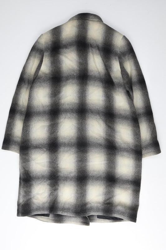Jaeger Women's Grey Check Overcoat Size 12