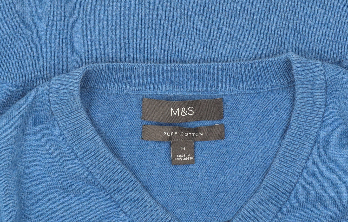 Marks and Spencer Men's Blue V-Neck Pullover Jumper M