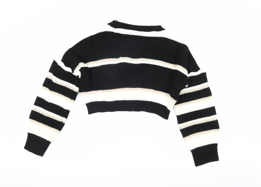 AX Paris Women's Black Striped Pullover Jumper