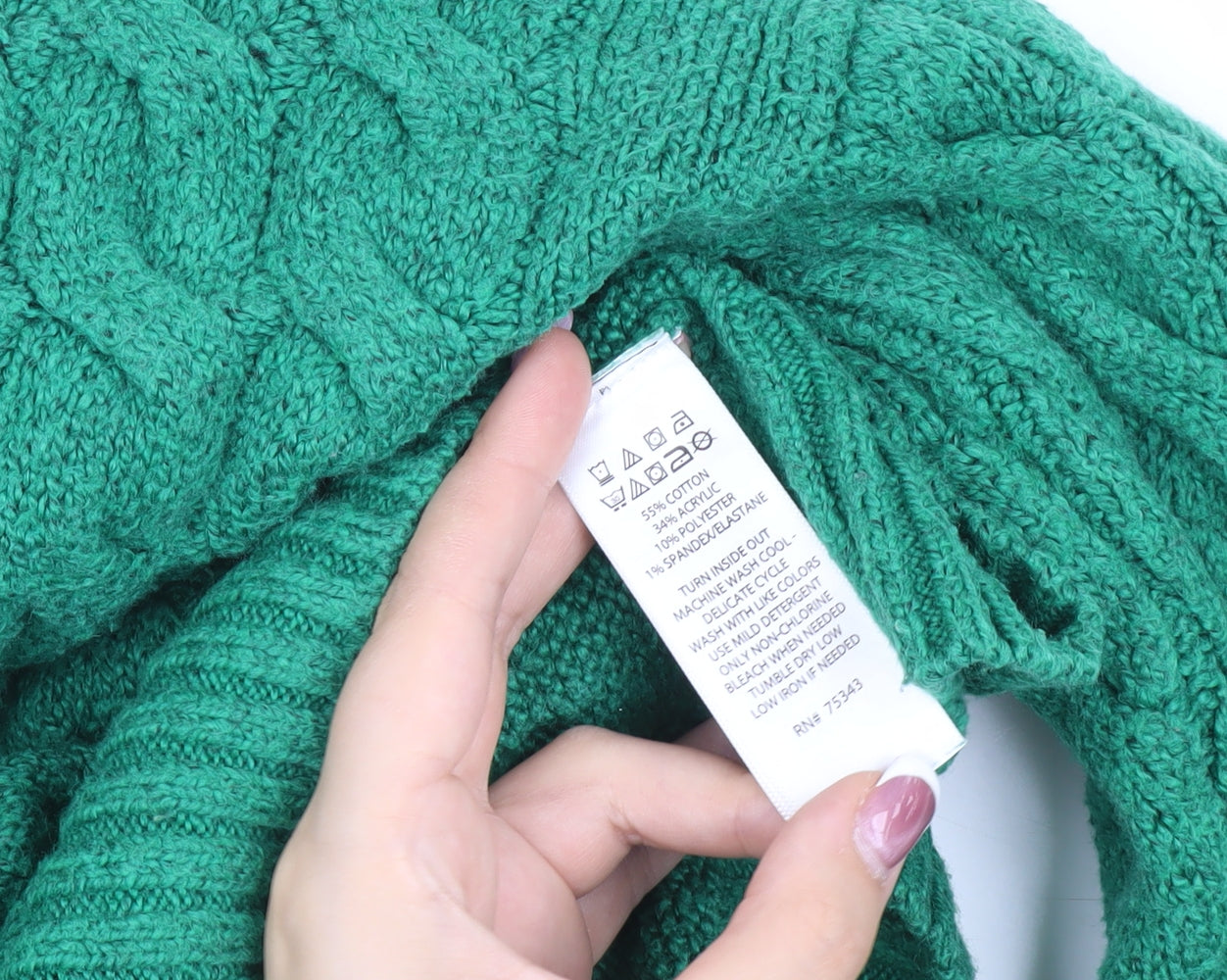 Rachel Roy Women's Green Cable-Knit Pullover Jumper L