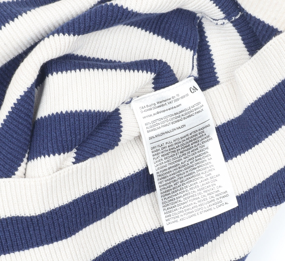 Womens UK Size M C&A Blue Pullover Jumper