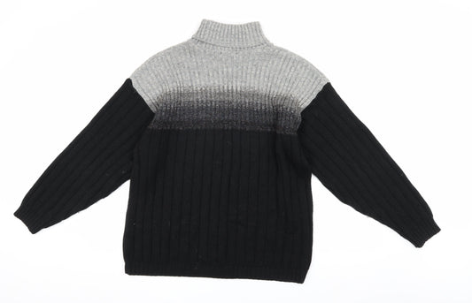 BHS Unisex Black Roll Neck Wool Blend Jumper