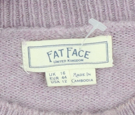 Womens UK Size 16 Fat Face Purple Pullover Jumper