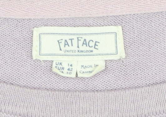Womens UK Size 14 Fat Face Purple Pullover Jumper