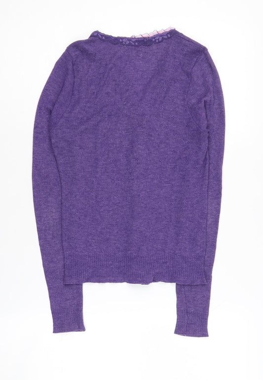 Jigsaw Women's Purple Cardigan S V-Neck Knit Casual