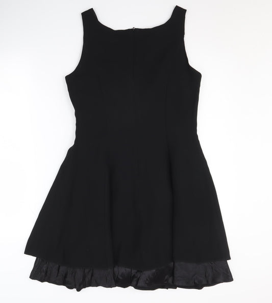 Début Women's Black Fit & Flare Dress, Size 12, Ruffled