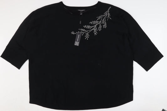 Womens UK Size 3XL Cable & Gauge Black Pullover Jumper