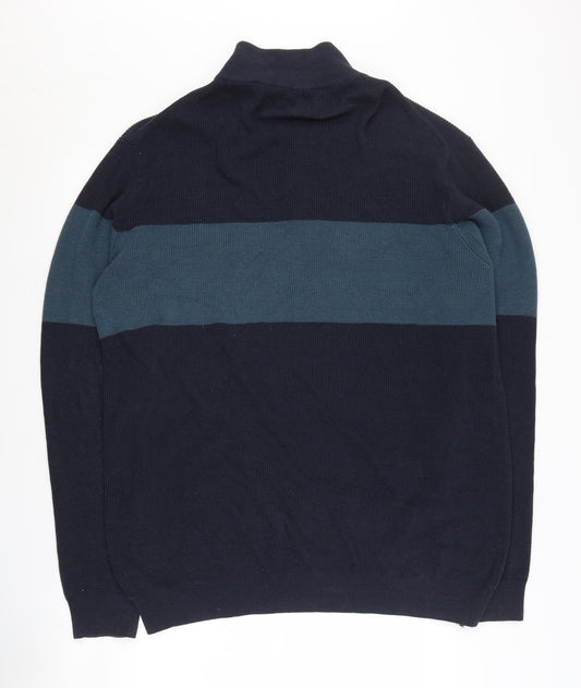 Lincoln Men's XL Blue Striped Pullover Jumper