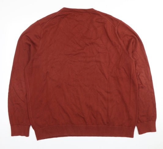 Lands' End Men's XL Red Cotton V-Neck Jumper