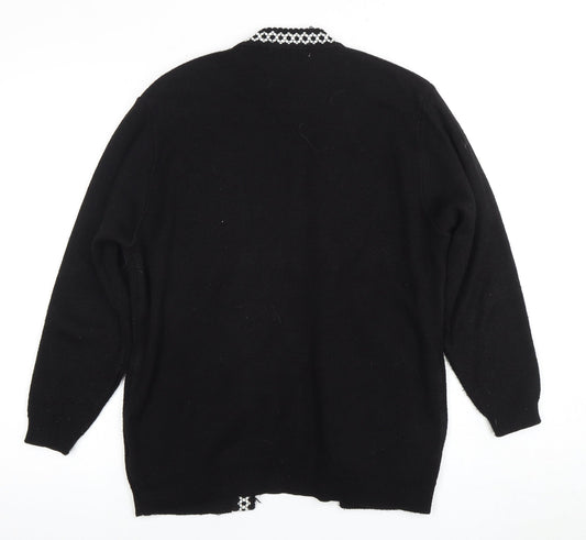 Envy Women's Black Cardigan M/L Argyle Pattern