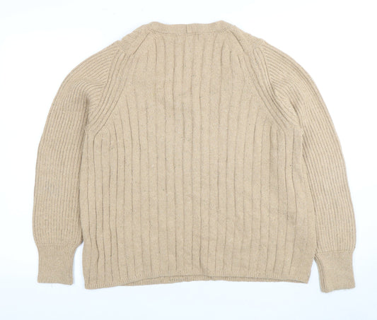 Womens UK Size L Marks and Spencer Beige Henley Jumper