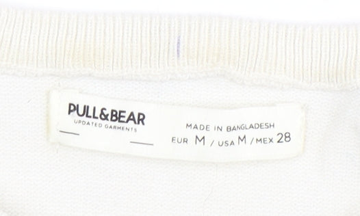 Womens UK Size M Pull&Bear Multicoloured Cropped T-Shirt