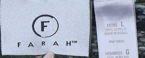 Farah Men's Green Fair Isle Pullover Jumper Size L