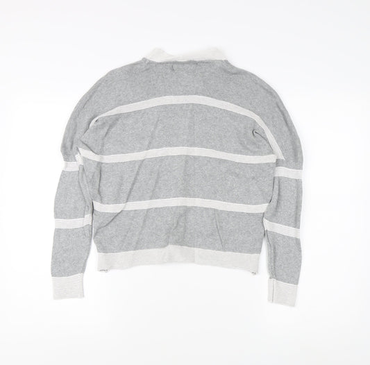 Kangol Women's Grey Striped Pullover Jumper Size 12