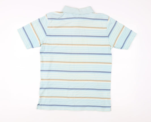 Guise Men's Blue Striped Medium Polo Shirt