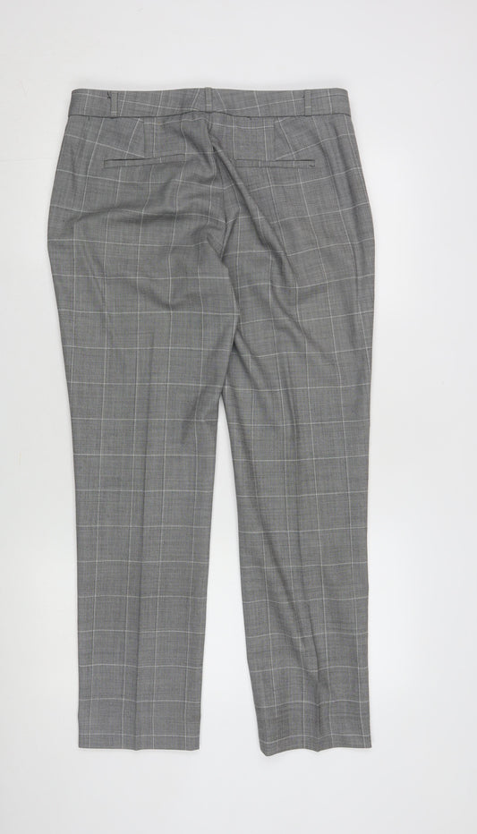 Banana Republic Women's Grey Check Trousers Size 12