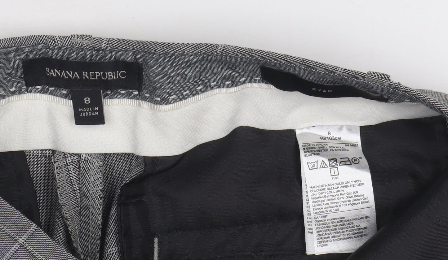 Banana Republic Women's Grey Check Trousers Size 12