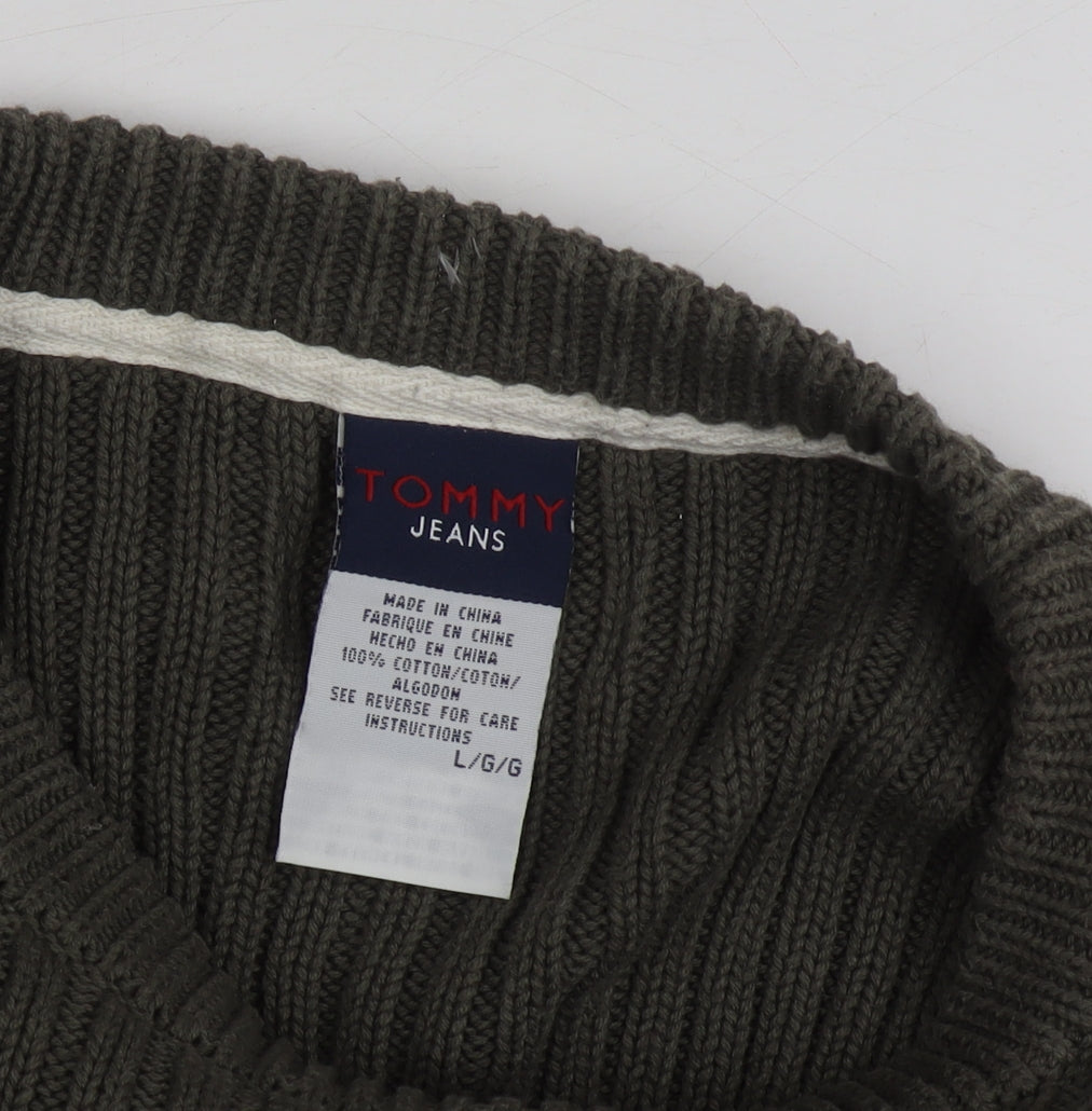 Tommy Jeans Men's Green Pullover Jumper L Crew Neck