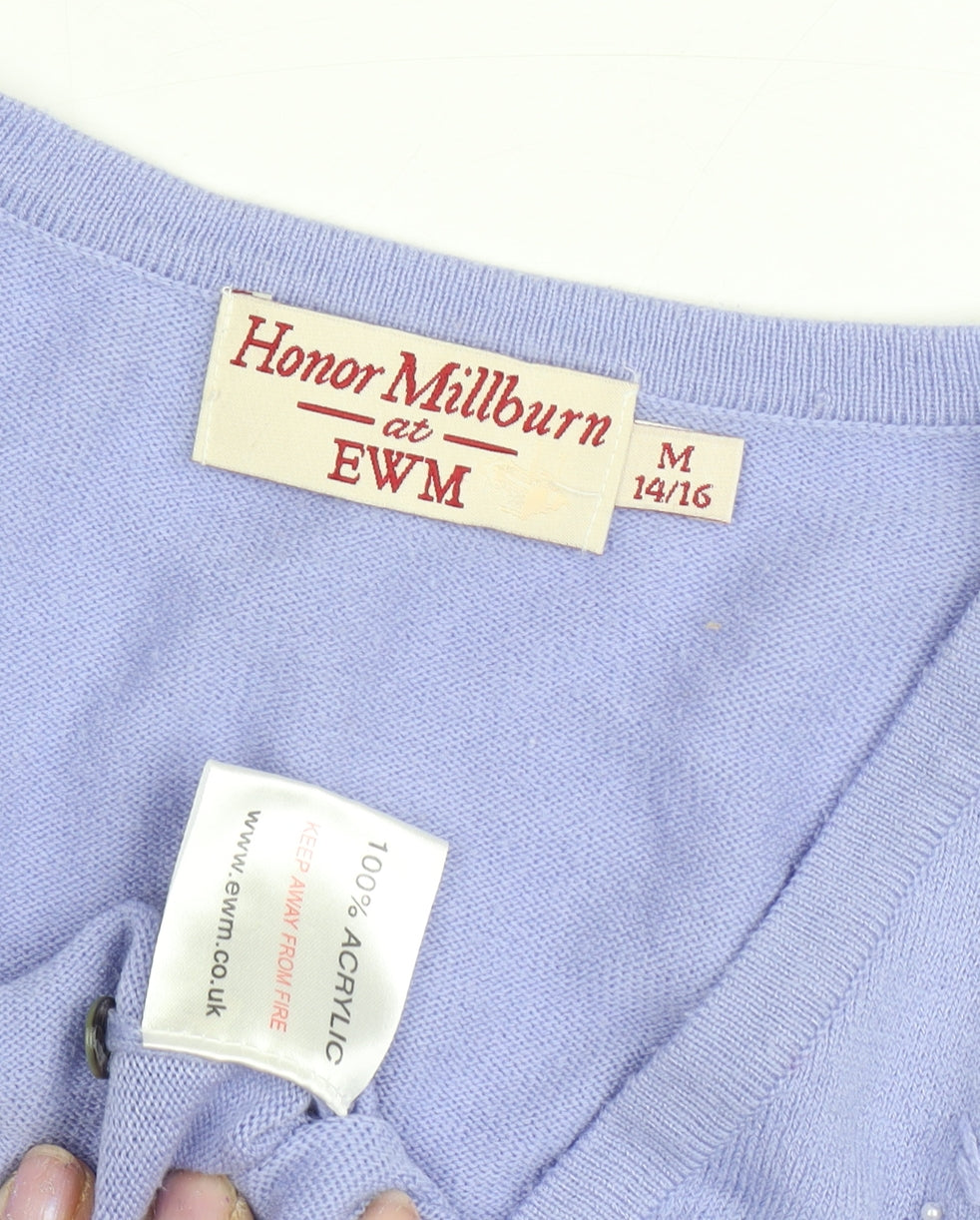 Womens UK Size M Honor Millburn Purple Cardigan Jumper
