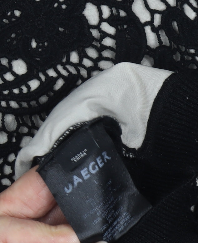 Jaeger Women's Black Lace Pullover Jumper