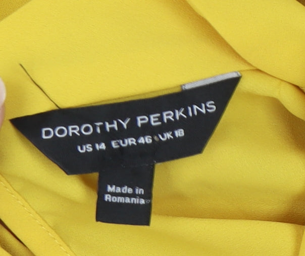 Womens UK Size 18 Dorothy Perkins Yellow Basic Blouse