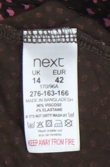 Next Women's Brown Knit Dress Long Sleeve Size 14