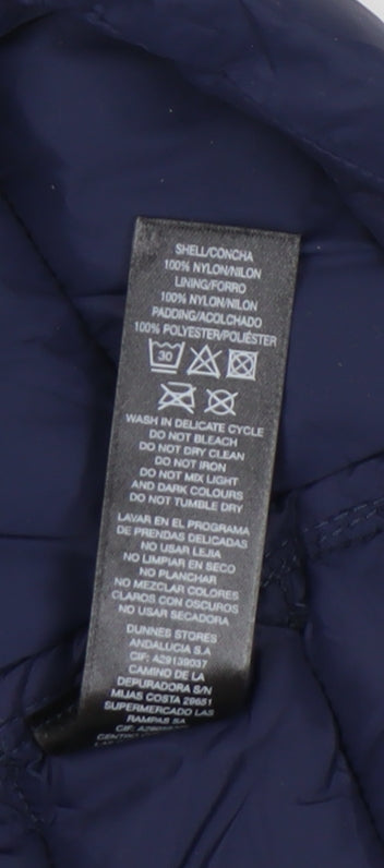 Brand and care label for Dunnes Blue Puffer Waistcoat, unisex, size S