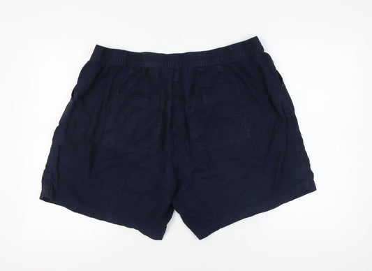 Next Women's Blue Plus Size Linen Blend Shorts