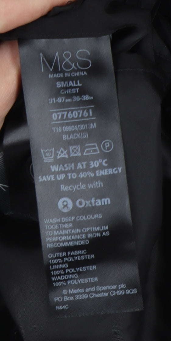Mens UK Size S Marks and Spencer Black Overcoat