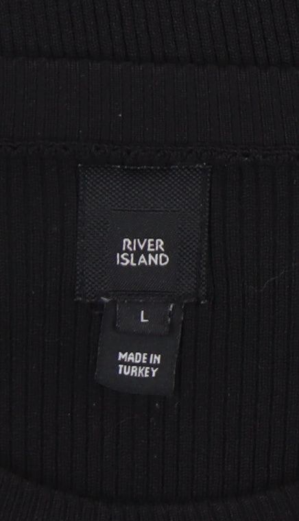 Womens UK Size L River Island Black Basic T-Shirt
