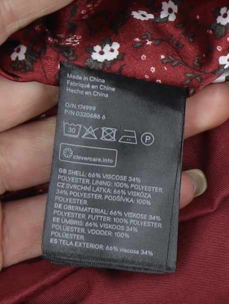 Womens UK Size 10 H&M Red Overcoat
