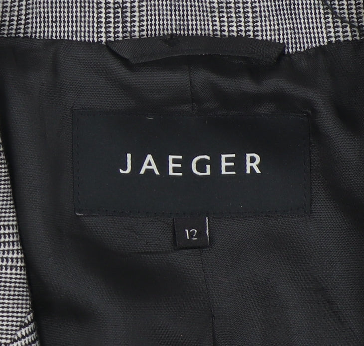 Jaeger Women's Grey Check Wool Blazer, UK 12