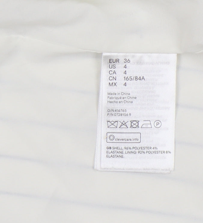 H&M Women's White Pinstripe Blazer Size 8 Regular