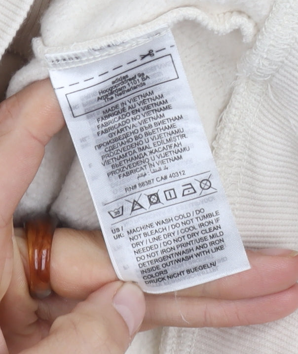 Adidas Men's Beige Pullover Sweatshirt M - Logo Graphic