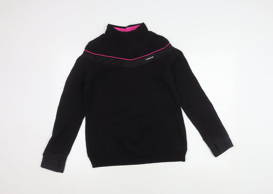 Additional front view of Decathlon unisex xs black mock neck sweatshirt