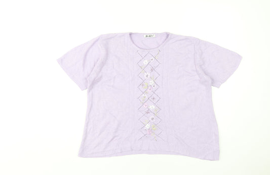 Womens UK Size 14 Berkertex Purple Jersey T-Shirt
