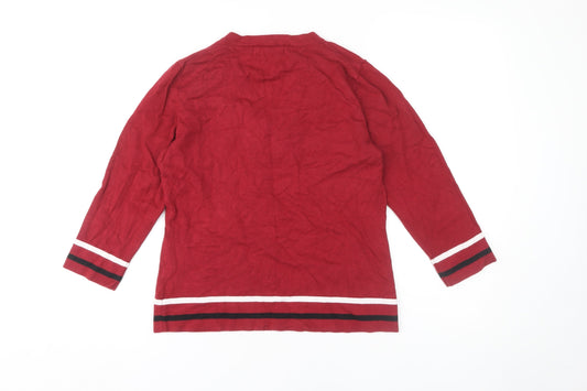 Autonomy Women's Red V-Neck Pullover Jumper Size 14