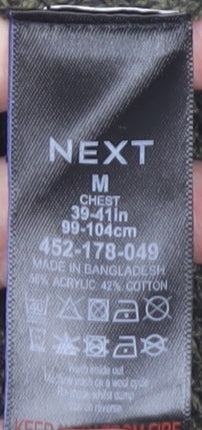 Next Men's M Green Pullover Jumper, Crew Neck, Casual Fit