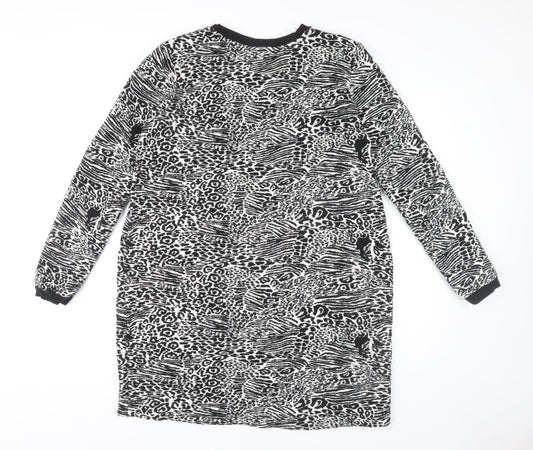 Marks and Spencer Women's Black Animal Print Long Sleeve Dress