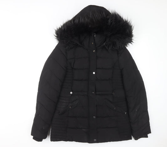 Womens UK Size S Wallis Black Puffer Jacket