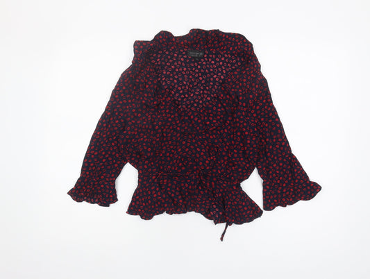 Womens UK Size 12 Topshop Multicoloured Wrap Blouse