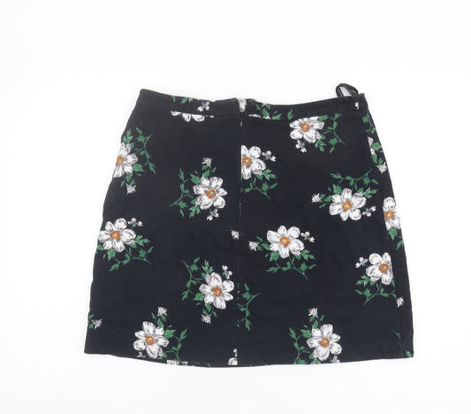 Dorothy Perkins Women's Black Floral Pencil Skirt Size 14