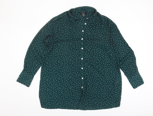 Womens UK Size 14 New Look Green Basic Button-Up