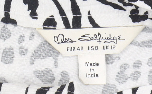 Miss Selfridge Women's White Animal Print Skirt Size 12