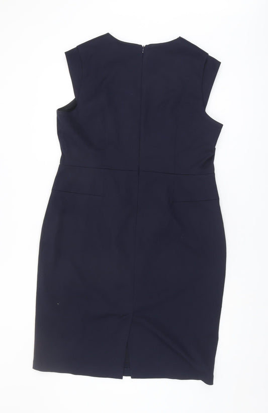 Next Women's Navy Sheath Dress V-Neck Size 16