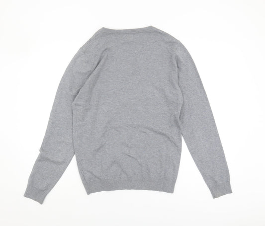 Next Men's Grey V-Neck Pullover Jumper - Size S