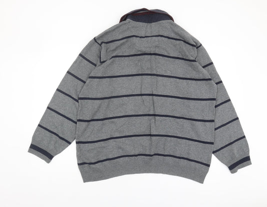 Marks & Spencer Men's Grey Striped Pullover Jumper L