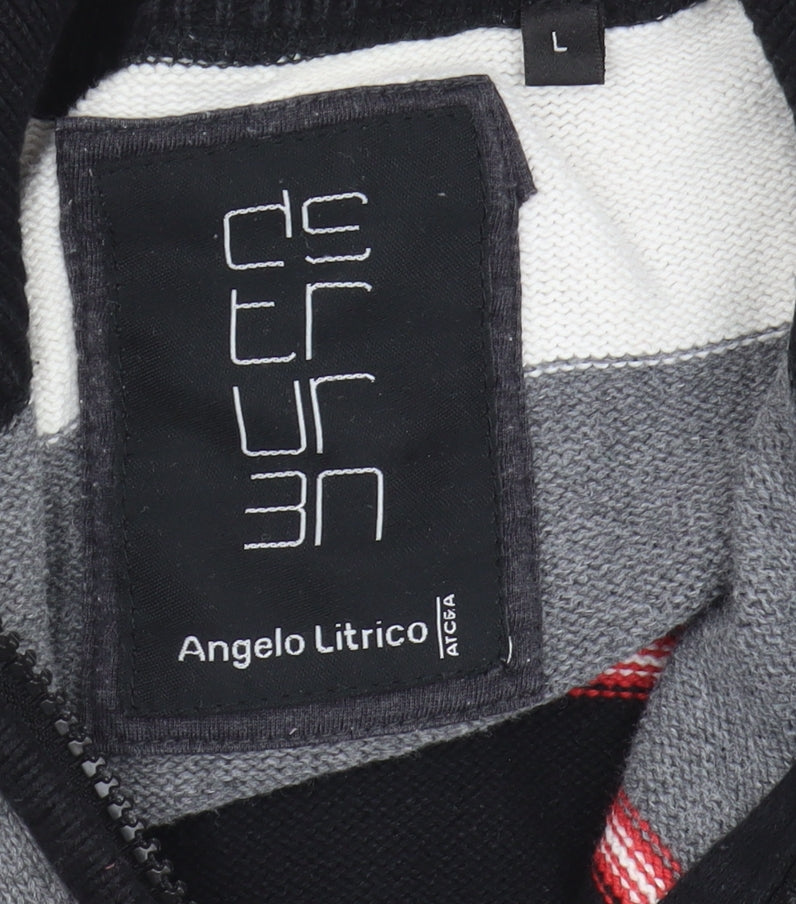 Close-up detail of Angelo Litrico unisex multicoloured full zip jumper l